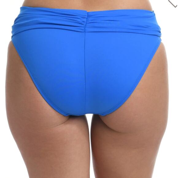 La Blanca Island Goddess Shirred Band Hipster Capri Blue Swim Bottom 6 NWT - Picture 2 of 2